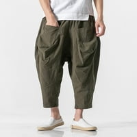 Небрежни панталони за мъже Мъжки тънък прав памук девет четвърт панталони летни ежедневни панталони Мъжки дишащи панталони
