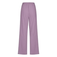 Тендентови дънки за жени, твърди цветни дамски дънки с джобове еластични широки панталони за крака панталони лилави XL складов клирънс