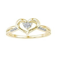 Солидна 10k жълто злато кръгло диамантен пасианс за сърце годещ сватба годишнина на звънене на пръстена ct. - Размер 8.5