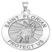 Свети флориански религиозен медал размер на никел -14k бяло злато
