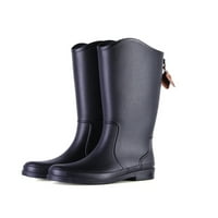 Daeful женски висок дъжд обувка широк телешки водоустойчив градински обувки висока тръба черно 6.5