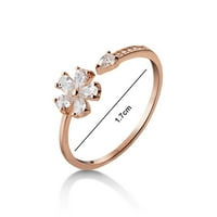 Waroomhouse жени пръстен отварящ сладък луксозен златен сребърен цвят Rhinestone, вграден пет-петален пръстен пръстен на пръстена на модни бижута