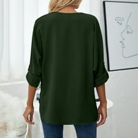 Cotonie жени ежедневни модни удобни пуловер с дълъг ръкав v-образно деколте блузи соли тениска голяма продажба m