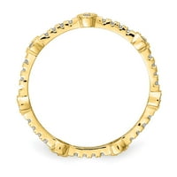 Солидна 10K жълто злато CZ кубичен циркония на пръстена с размер 6.5
