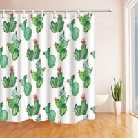 Зелен сочен кактус декор карикатура бодлива круша кактус цветя полиестер тъкан за баня за баня душ завеса