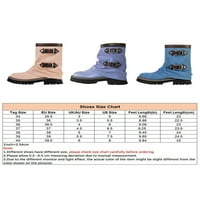 Lacyhop Women Mid Calf Boot Platform Ботуши Странични ципни обувки работи Неплъзгащи зимни обувки Небрежна катарама за катарама розово 7.5