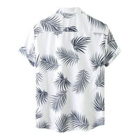 Wendunide Polo ризи за мъже Мъжки летни ежедневни хаваи флорална риза за печат с къс ръкав яка риза бяло xxxl