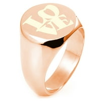 Стерлинг сребърна любов толкова емблематичен гравиран кръгъл плосък горен полиран пръстен