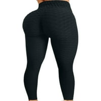 SANVIGLOR жени дъна балончета гамаши с висока талия йога панталони удобни дрънкания спортни панталони черно L
