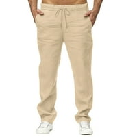 Мъжки ежедневни плътни памуци с пълна дължина панталони джобни теглене на панталони Панталони дрехи мъже каки xxl