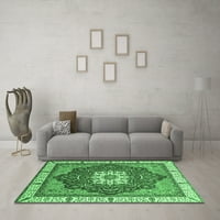 Ahgly Company Indoor Rectangle Abstract Emerald Green Modern Area Rugs, 2 '5'