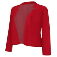 Luxplum жени бизнес якета с дълъг ръкав блейзери от твърд цвят кардиган яке обикновен Outswear Office Coat Red XXL