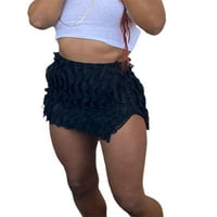 Жени мини пола, с висока талия разрошена солидна цепка тънък прилепнал пола за тяло за парти клуб