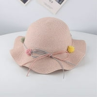 Малко дете бебе момичета слама шапка широка ръчна слънчева шапка с чанта за рамо сладка помпом плажна шапка мляко бяла чанта* pinshui