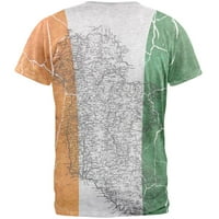 Денят на Сейнт Патрик Винтидж ирландски флаг на картата Мъжки тениски Хедър Уайт X-LG