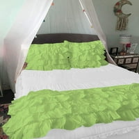 Ruffle Bed Runner 5 Piece 800TC египетски памучен мек избледнял устойчив лесно грижа декоративно легло шал Queen Queen, градински чай твърд