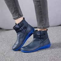 Tawop Fall Boots for Women Flat Boots for Women Winter Plus Size Casual Flat Shortshoes Жените ботуши синьо 7.5
