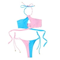Женски твърд цвят сплайсинг натискане на бикини сплит бански костюм бански костюми бикини бикини