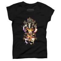 Om Ganeshay Namah Girls Black Graphic Tee - Дизайн от хора XL