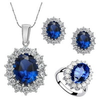 Ausyst Nacklace for Women Fashion Style Style Bewelry Set Crystal Ring Обеци Колие Жени Сватбени бижута Бижута за жени в продажба Разчистване