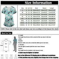 Клирънс дамски летни върхове блуза графични отпечатъци с къс ръкав Деня на независимостта Жени разхлабени блузи с V-образно деколте, синьо, XL