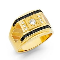 Jewels 14K жълто злато кубик циркония CZ Мъжки моден юбилеен пръстен W Sapphire Size 10