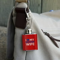 Обичайте моята британска съпруга неръждаема стомана 1oz Mini Flask Key Chain