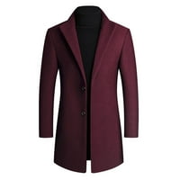 Якета без качулка момче еднообръмен солиден цвят моден костюм бизнес ежедневен костюм вълнено палто спокойно вино с размер 175