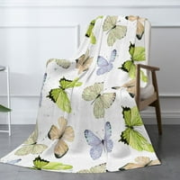 Хвърлете одеяло, леко пеперуда печат фланелен одеяло за диван за легло