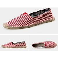 Daeful женски модни модни филийки на Canvas Shoes Strip Red 5.5