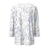 Strungten летни блузи за жени през лятото три четвърт ръкав Crewneck Небрежни отпечатани блузи Облечени блузи за жени
