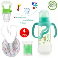 Комплект за бебешки бутилки, прясно захранване за бебешка храна с бебешки лигавници и памучни тампони, комплект за хранене на бебе, комплект за подаръци за бебета, безплатен, фризер безопасно за бебета и