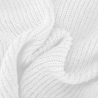 Дамски v шия дълъг ръкав свободен мек основен плетен пуловера класически оребрени твърди цветове небрежно удобен прост пуловер пуловер бял l