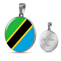 Колие за знаме на Танзания Кръг от неръждаема стомана или 18k злато 18-22