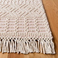 Колекция 8 '10' IVORY NAT852B Ръчно изработен марокански бохо ресни вълна килим