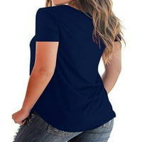 Женска тениска с късо ръкав v лятна свободна ежедневна флорална печат блуза върхове плюс размер