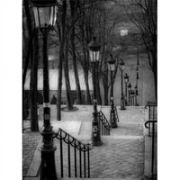 Известното стълбище в печат на плакати от Париж на Париж от Монмартр от Асаф Франк, - голям