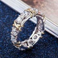 Yuqi Sterling Silver Cross Пълен диамантен пръстен Платинен лентен пръстен за жени Момиче обещание пръстен 11
