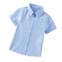 Официално училище Unifor Toddler Boys Boys с късо ръкав Блуза Сълтик цвят Джентълмен Училищен Униформен риза Трай