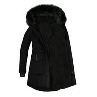 Caicj дамски върхове якета за жени, есента с голям размер на ревера двойно грахово палто зимно вълнено смесване на яке тренч палто дълго палто черно, 3xl