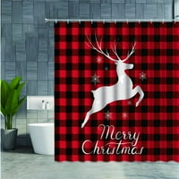 Коледен душ завеса за баня червено черно биволо кариран бял щампа на елени Весели аксесоари за декорация завеси с куки