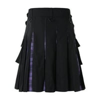 Мъжки модни ежедневни шотландски стил кариран контраст джобна плисирана пола