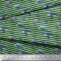 Soimoi памучна фланелка тъкан ивици и китово рибен океан печат шиене на тъкани двор