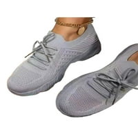 Harsuny дами бягащи обувки Фитнес тренировка Атлетични обувки Дишащи маратонки Фитнес неплъзгащи се леки ходещи спортни апартаменти Сиво 5