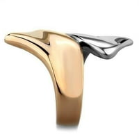 TK - Двутонен пръстен от неръждаема стомана IP розово злато без размер 6 с размер 6