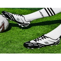 Daeful Mens Soccer Cleats Наземна тренировъчна обувка Спайк футболни обувки Спорт комфорт Лека дантела нагоре Атлетични маратонки Черно бял Спайк 11.5