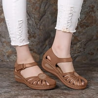 Cameland Womens Sandals Summer Ladies Shoes Kenge Heel Retro Dully Out Небрежни ортопедични сандали с арка за поддръжка на клинове за жени, до 65% отстъпка