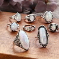 Boho Jewelry Silver Natural Gemstone Marquise Moonstone Персонализиран пръстен
