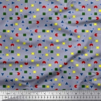 Soimoi Poly Georgette Fabric Dot, Cross Sign & Square Geometric Printed Craft Fabric край двора