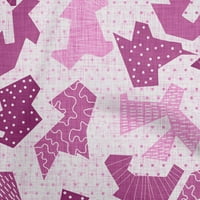 OneOone Silk Tabby Purple Fabric Abstracts Простигащи се запаси от печат за шиене на ширина до двора